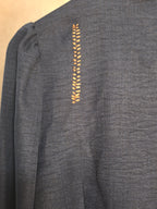 Camicia con colletto alla coreana blu navy