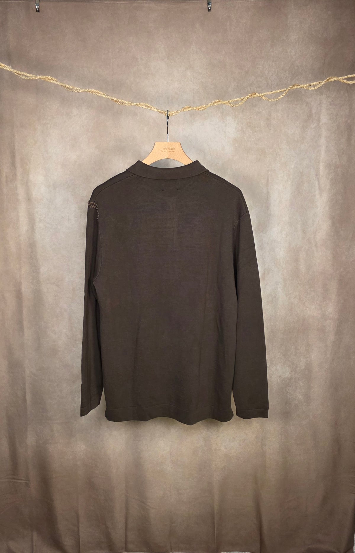 Polo a maniche lunghe in maglia di cotone