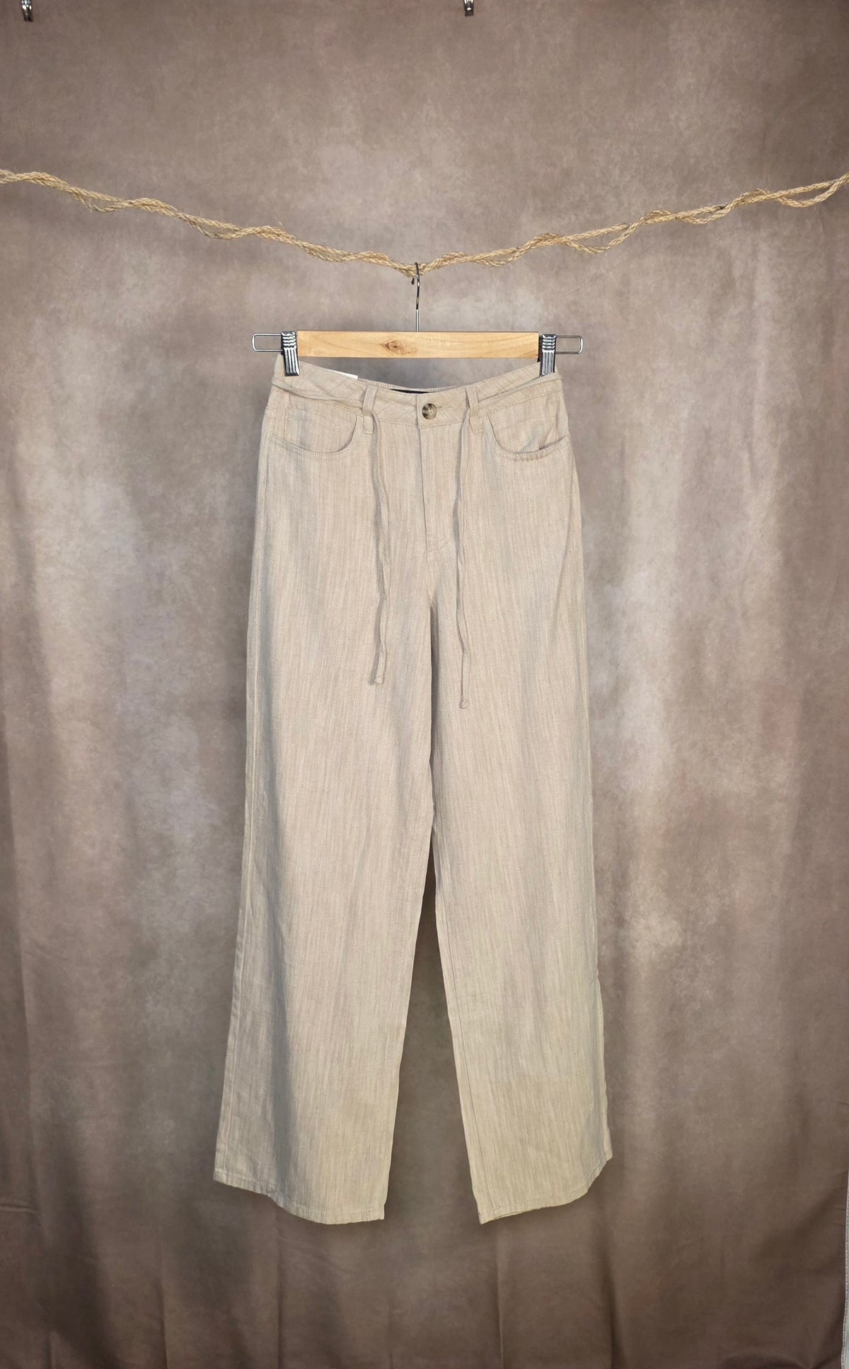 Pantaloni a gamba larga in misto lino