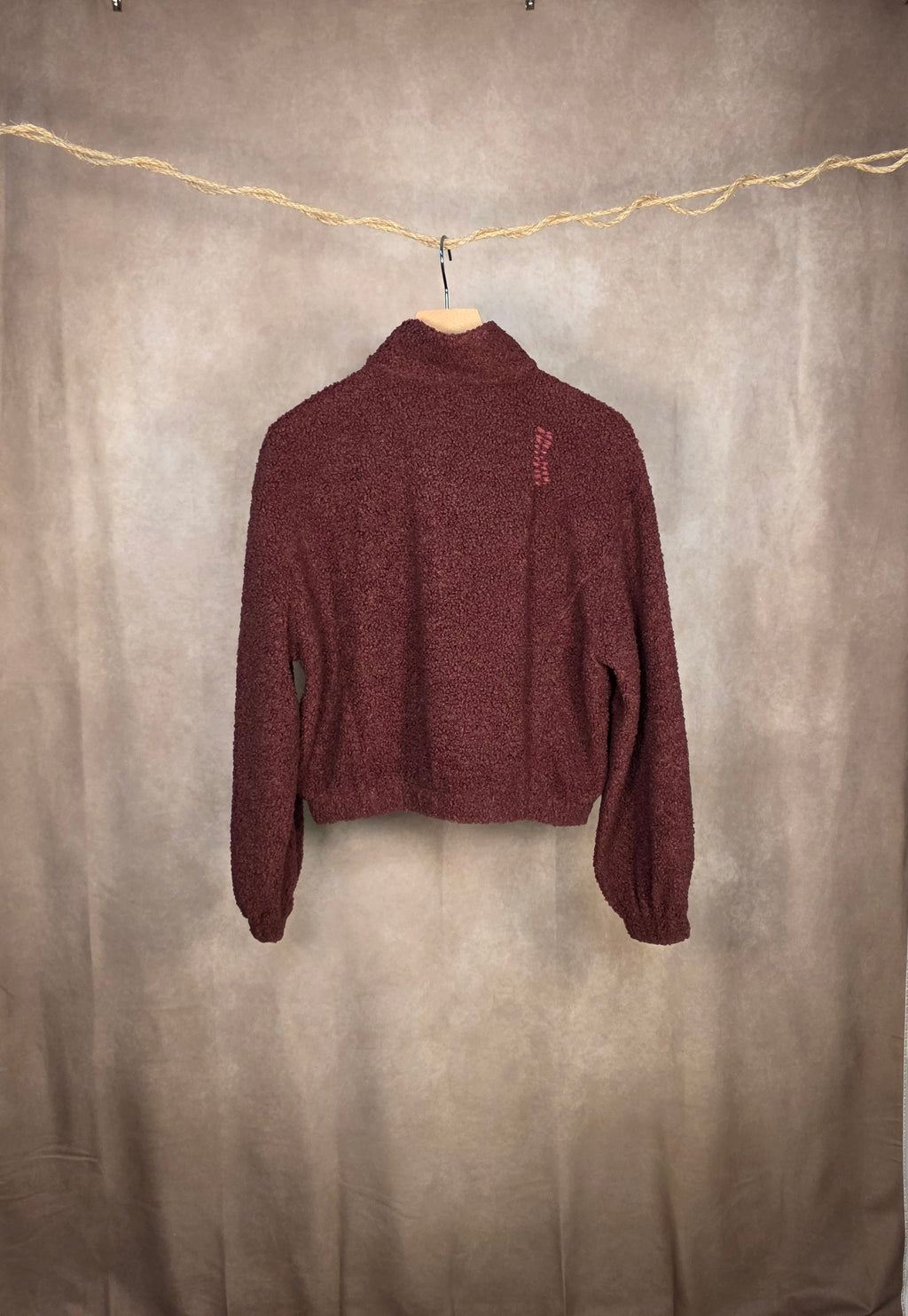 Felpa bordeaux con mezza zip