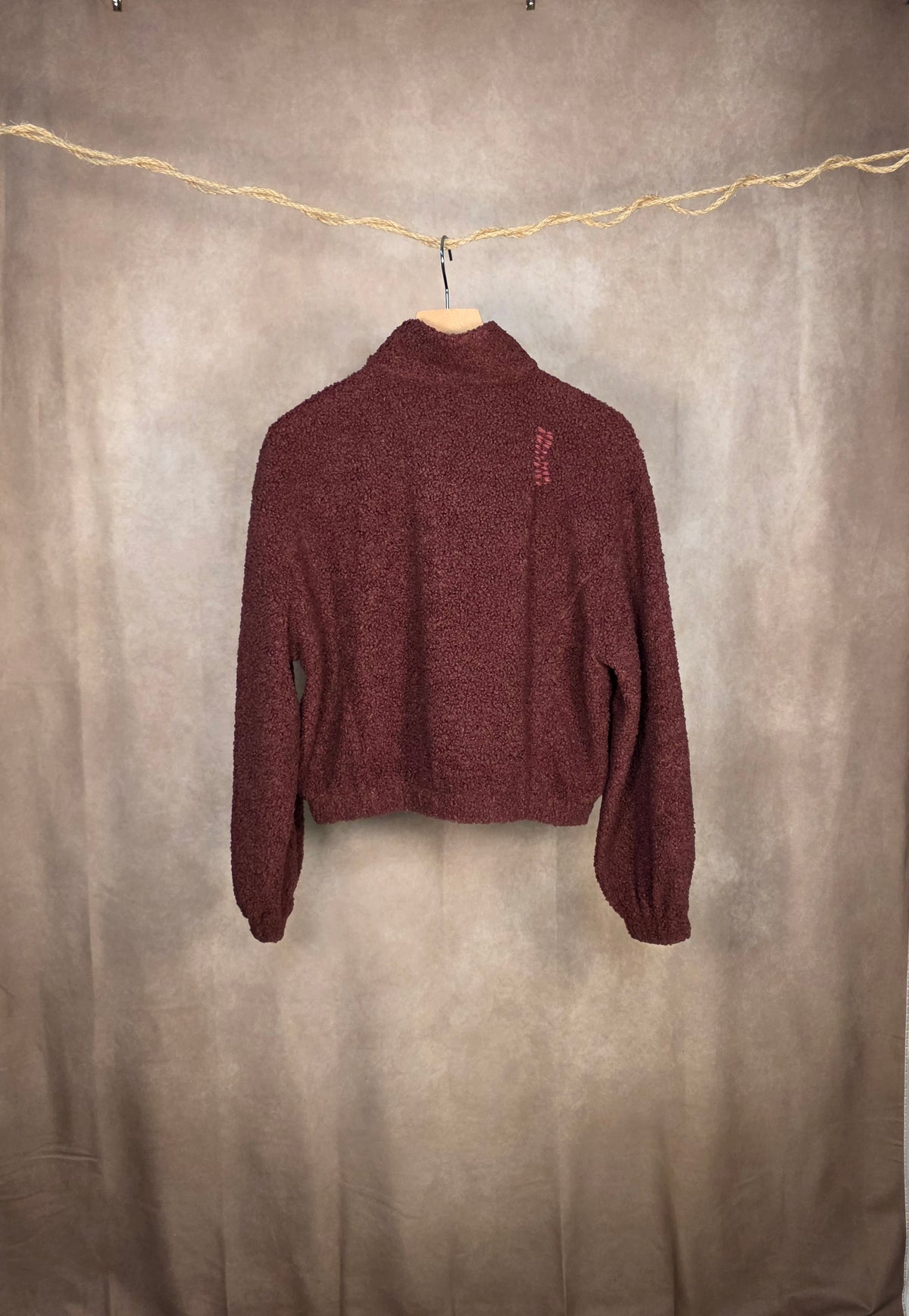 Felpa bordeaux con mezza zip
