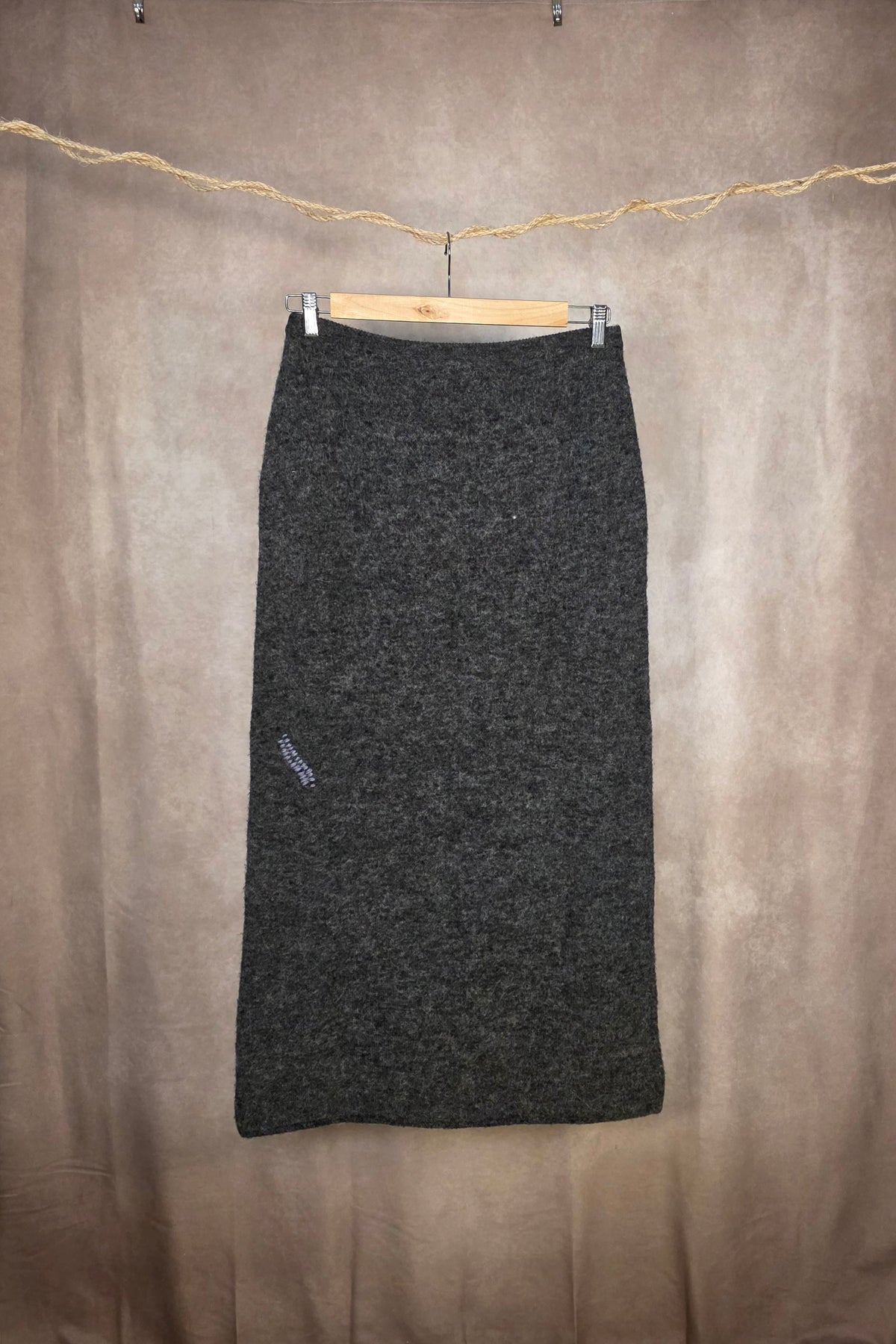 Gonna lunga in maglia dark grey melange