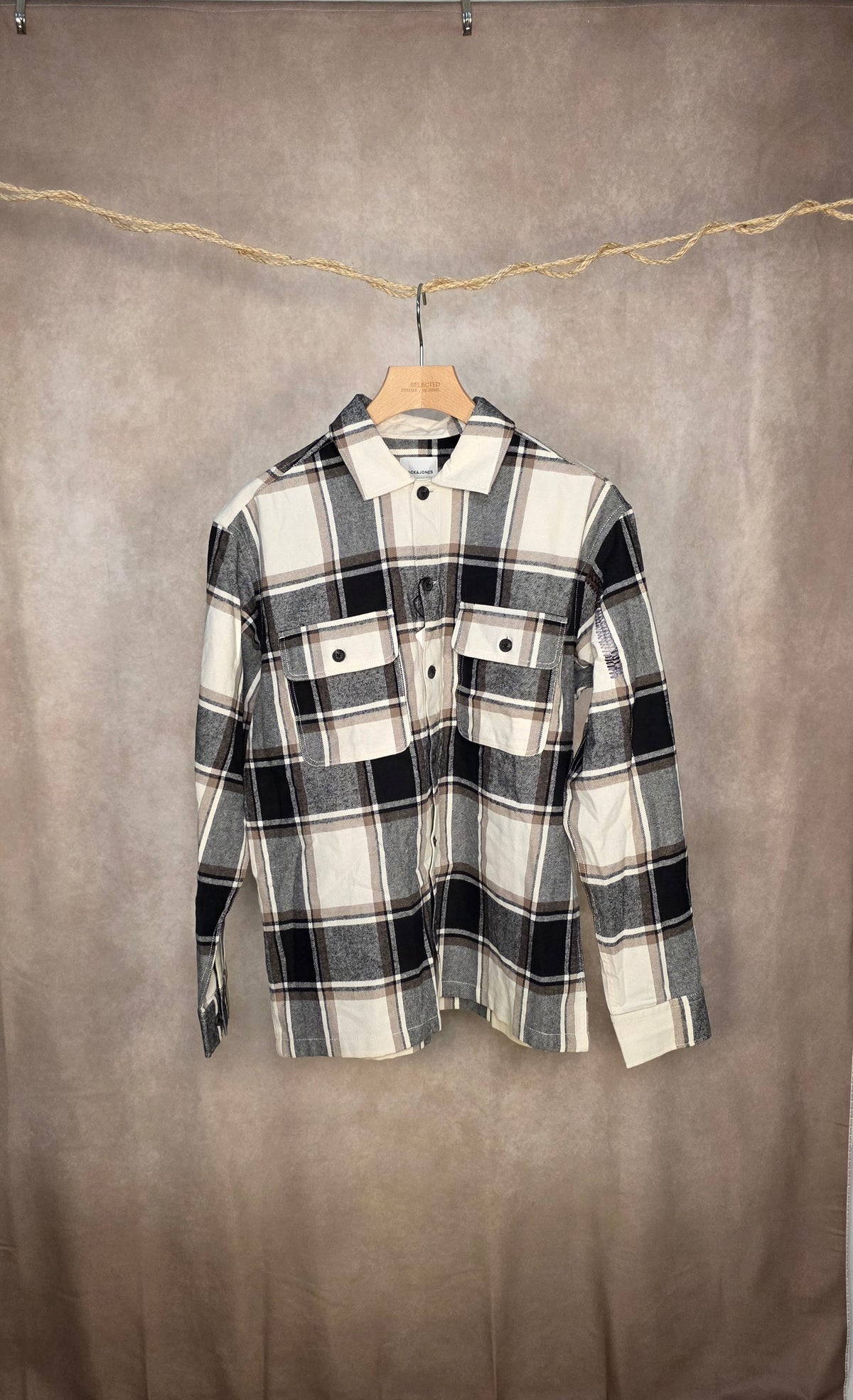 Camicia overshirt a quadri in misto cotone