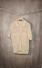 Camicia in maglia traforata beige