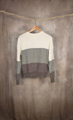Maglione morbido a blocchi di colore in ciniglia