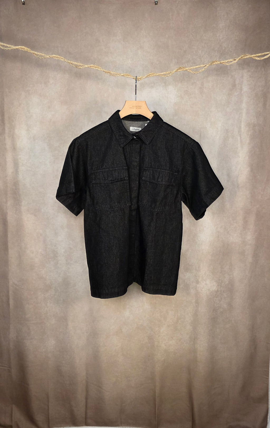 Camicia a maniche corte in denim scuro loose fit
