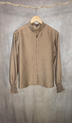 Camicia a manica lunga con colletto coreano