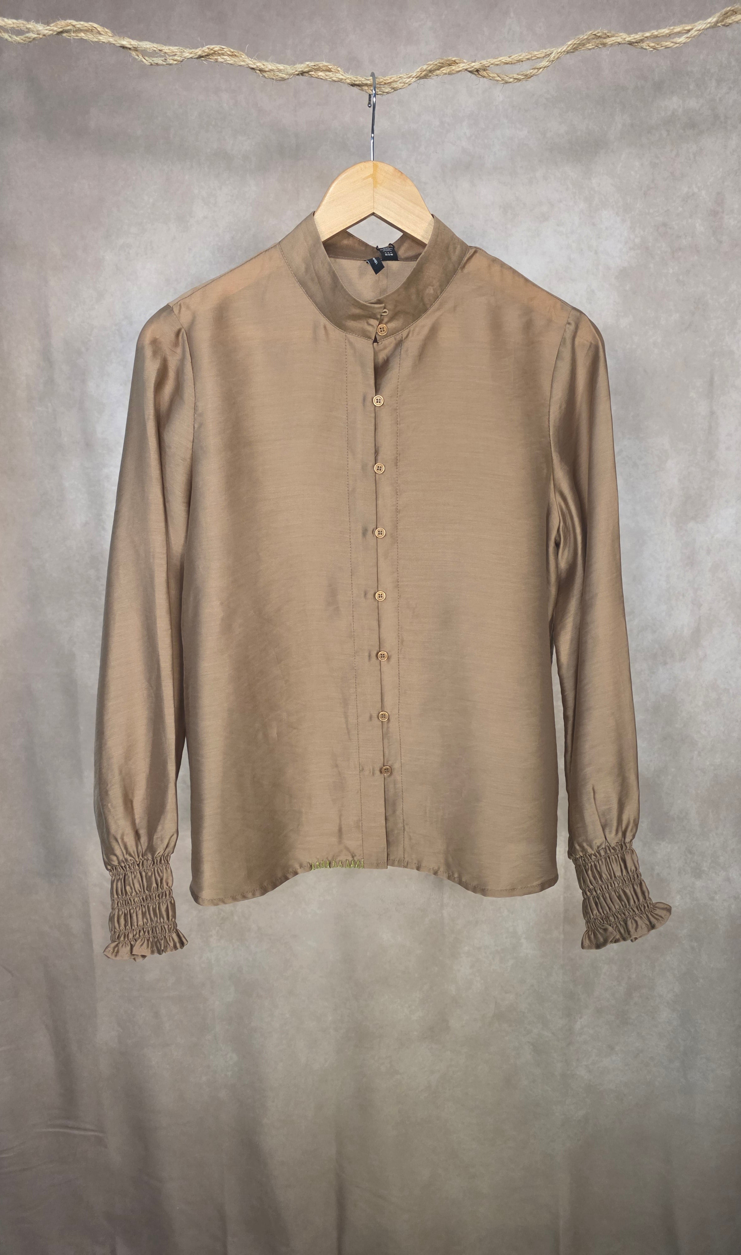Camicia a manica lunga con colletto coreano