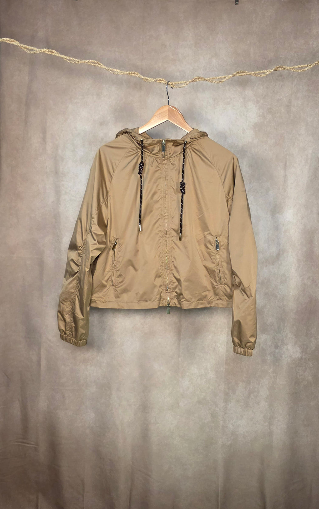 Giacca leggera cropped color champagne