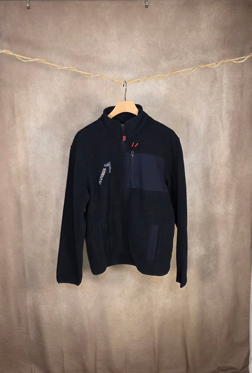Felpa pile blu navy con zip