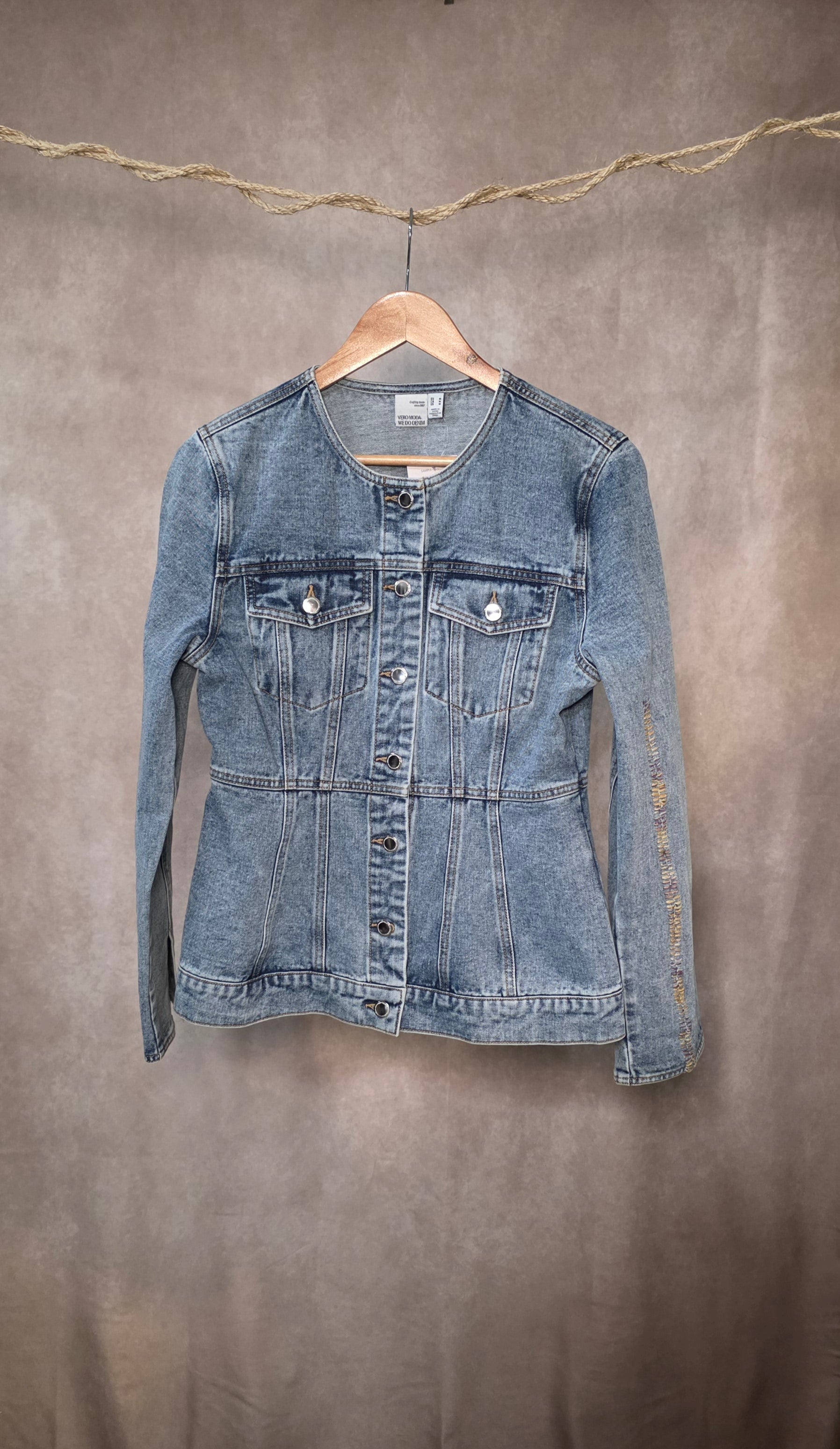 Giacca denim round neck