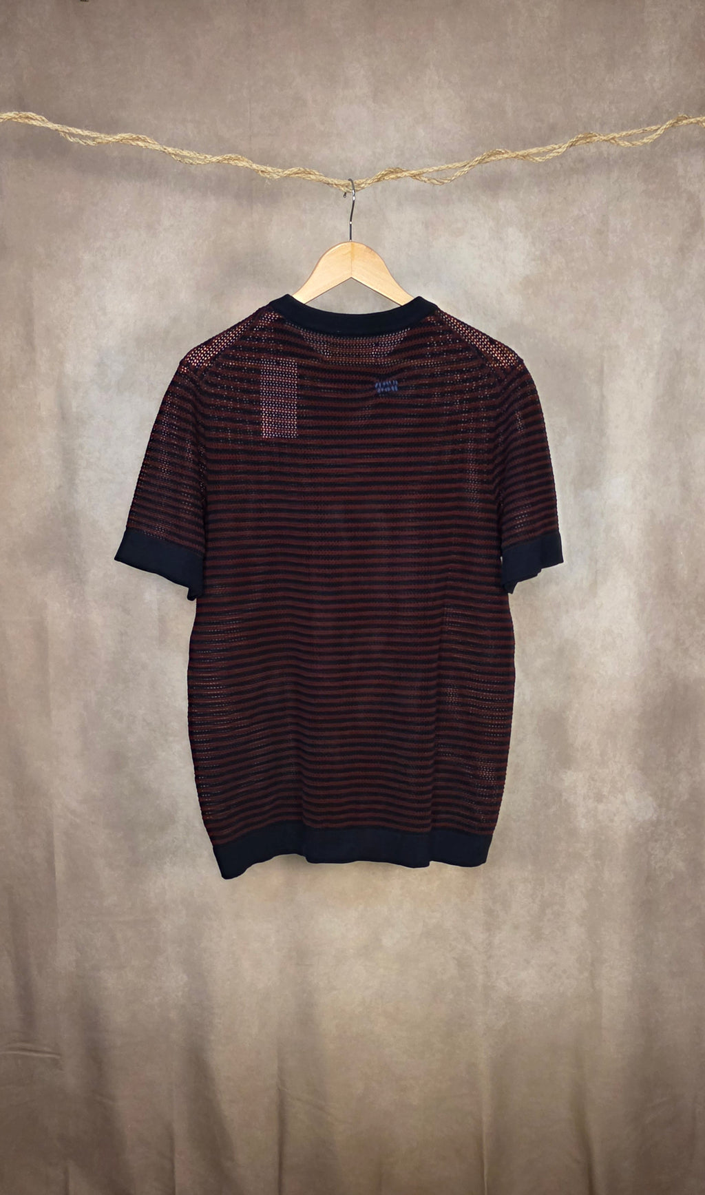 T-Shirt a righe in maglia traforata