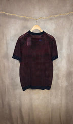 T-Shirt a righe in maglia traforata