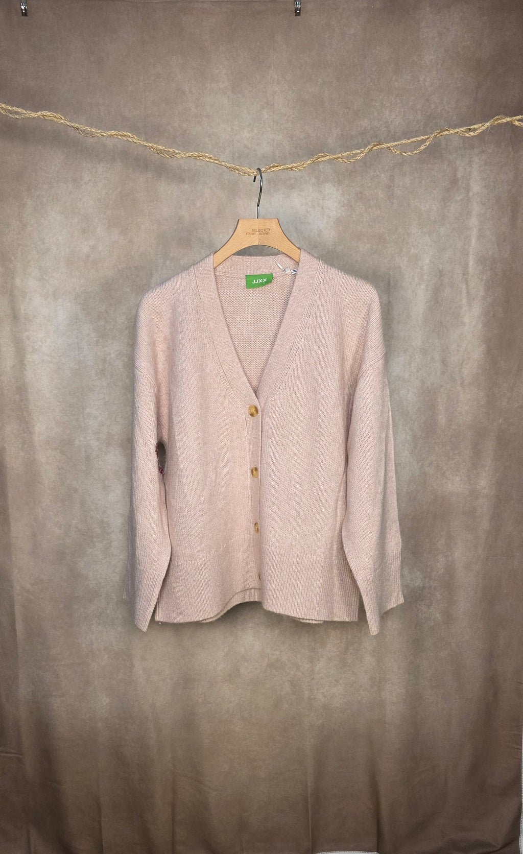 Cardigan in maglia con bottoni rosa cipria