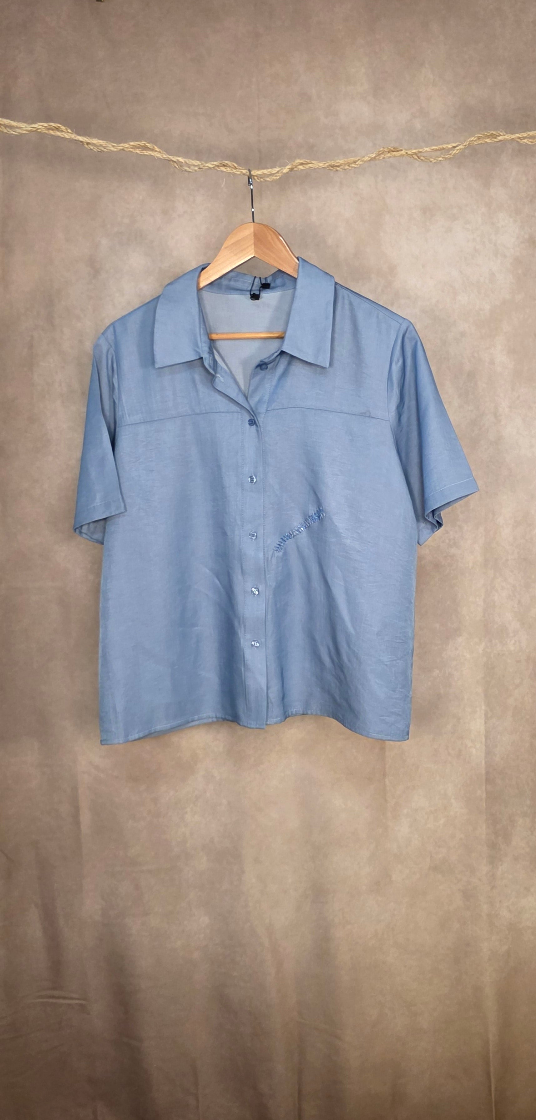 Camicia a maniche corte celeste