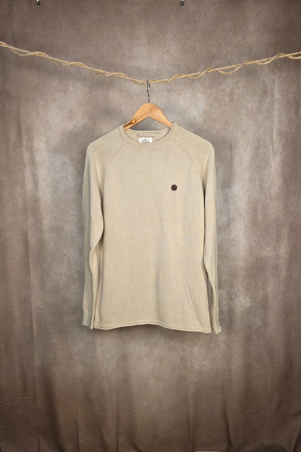 Maglione girocollo in cotone color crema