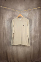 Maglione girocollo in cotone color crema