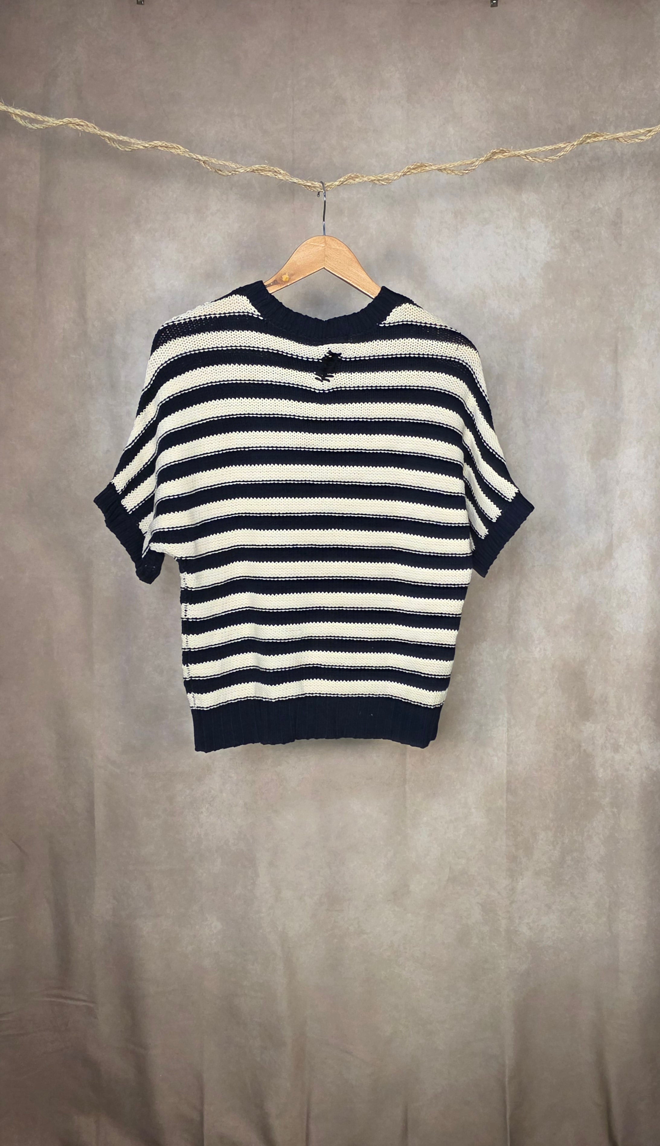T-Shirt in maglia a righe in misto cotone