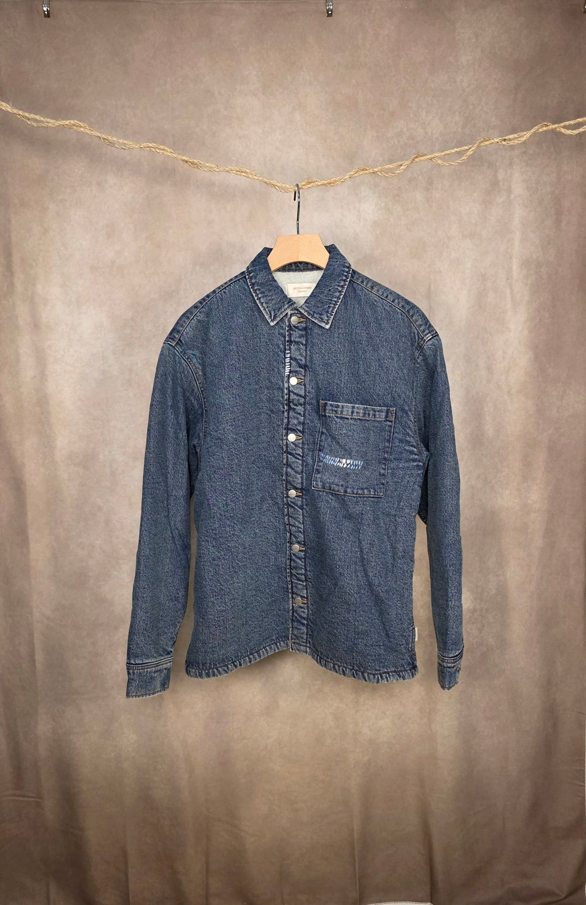 Overshirt in denim sherpa