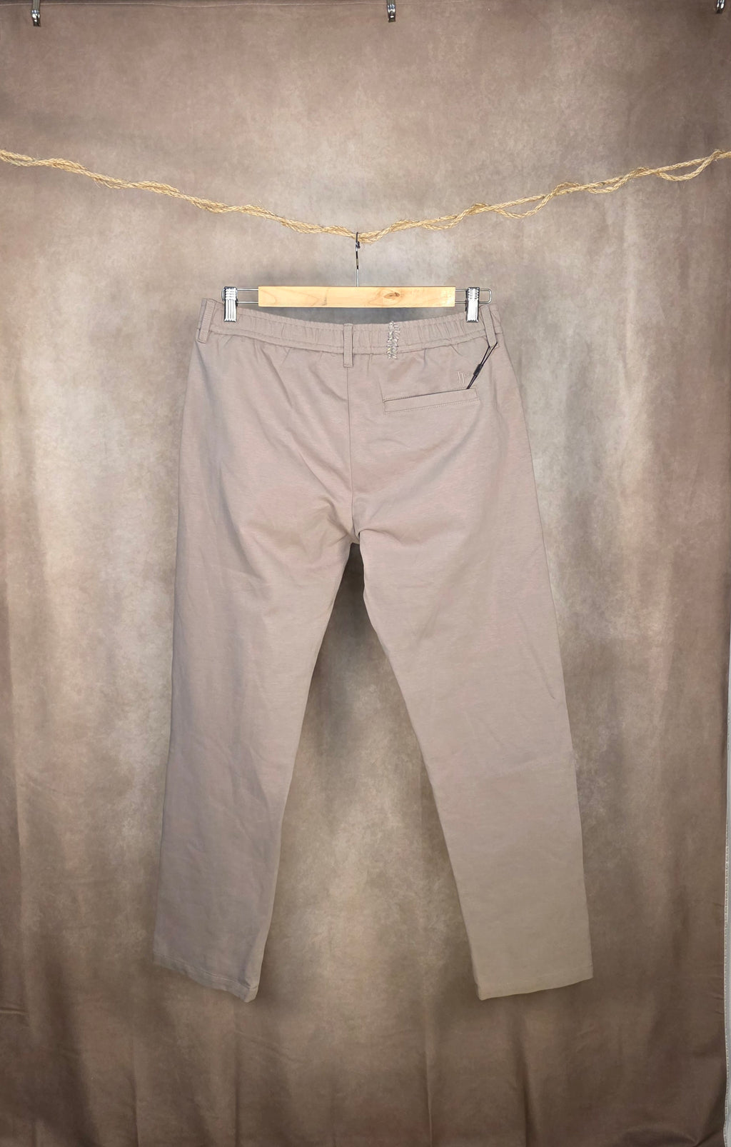 Pantaloni in misto cotone grigio tortora