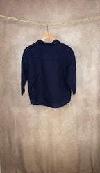 Camicia blu navy in misto lino