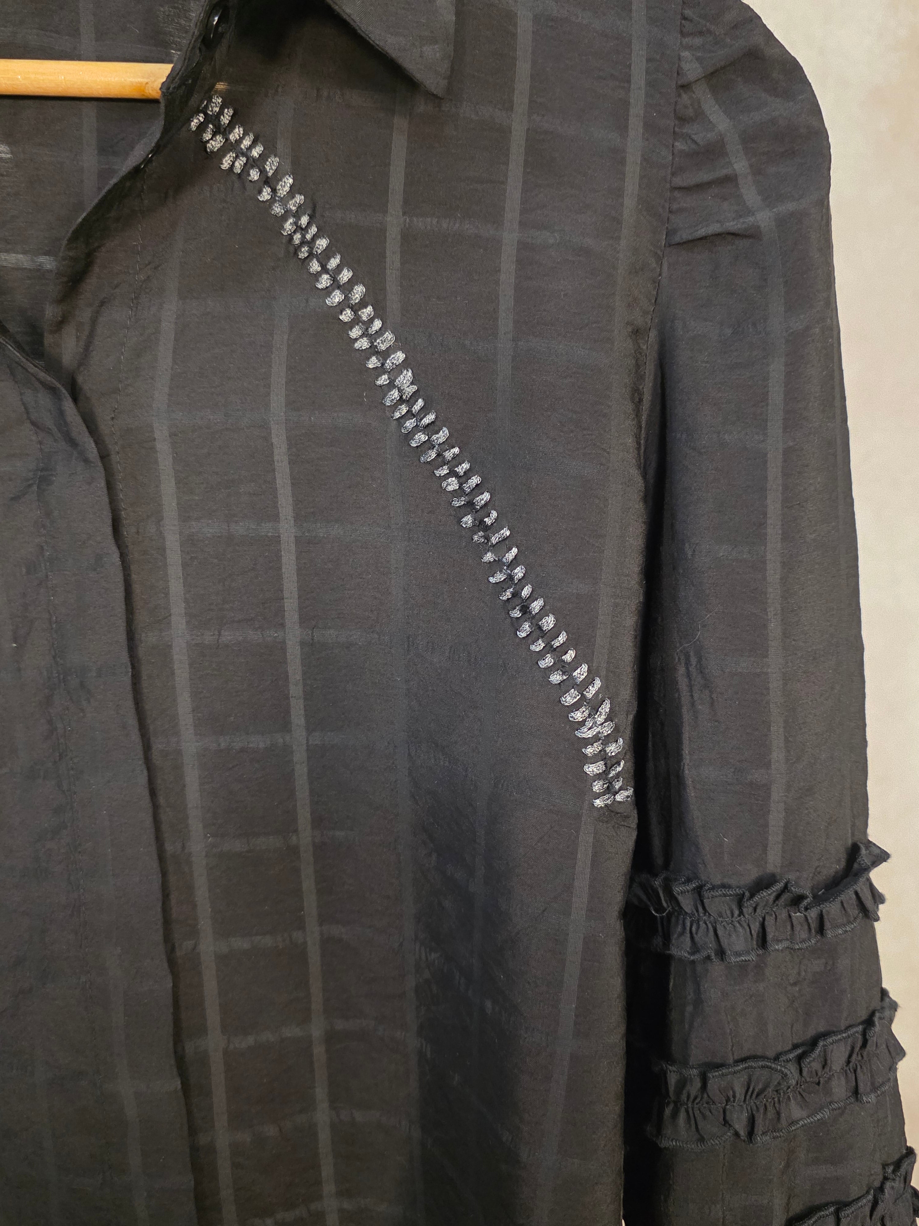 Camicia con fantasia a quadri nera