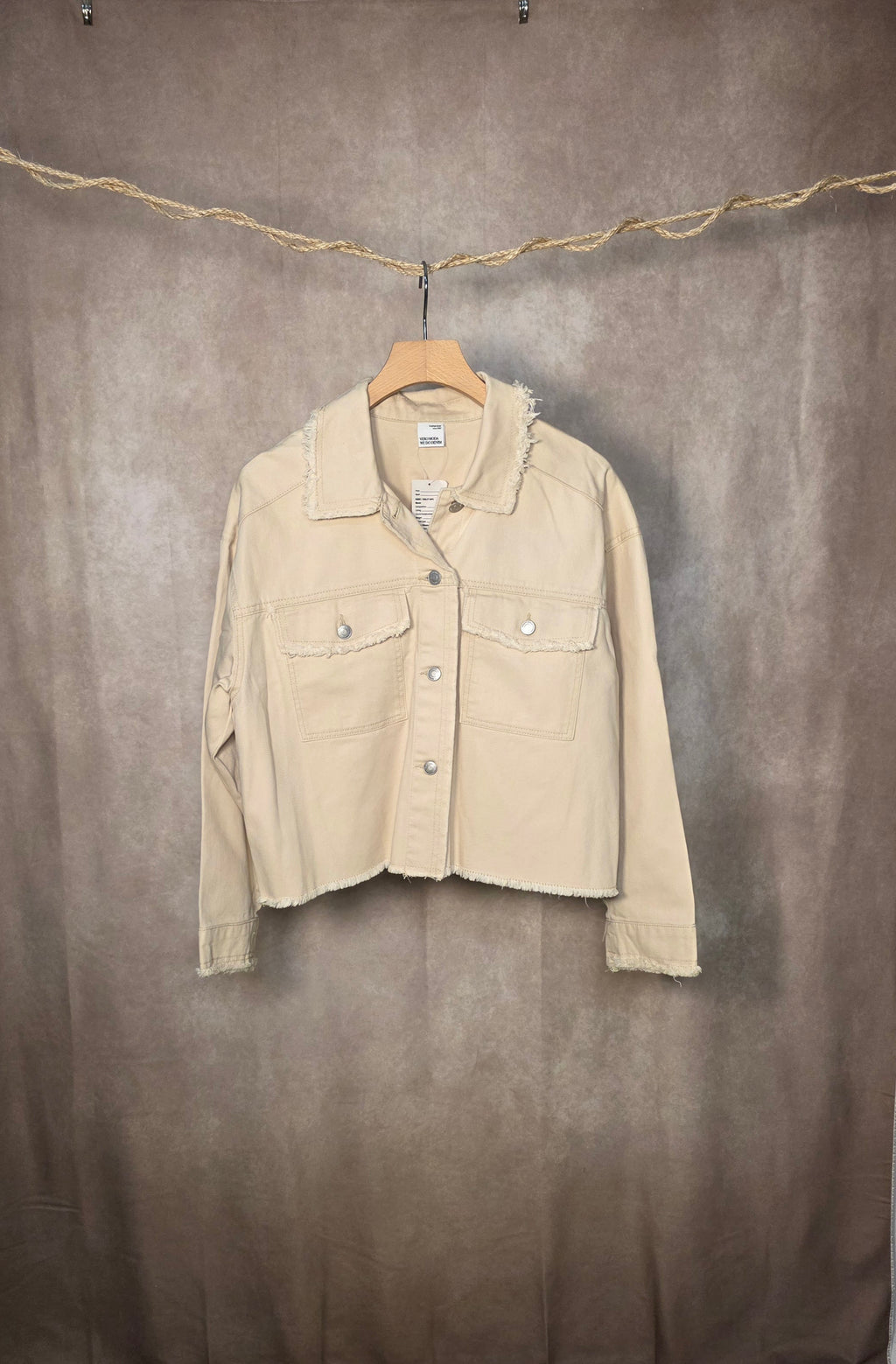 Giacca jeans cropped beige