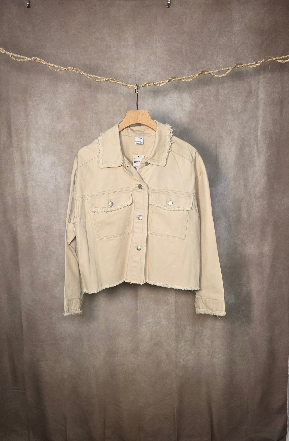 Giacca jeans cropped beige