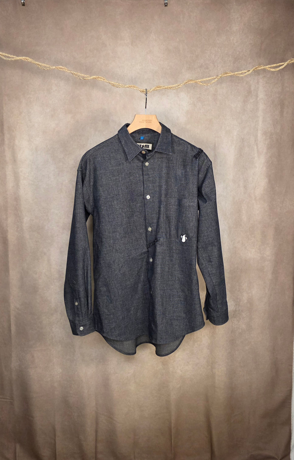 Camicia overshirt in cotone chambray