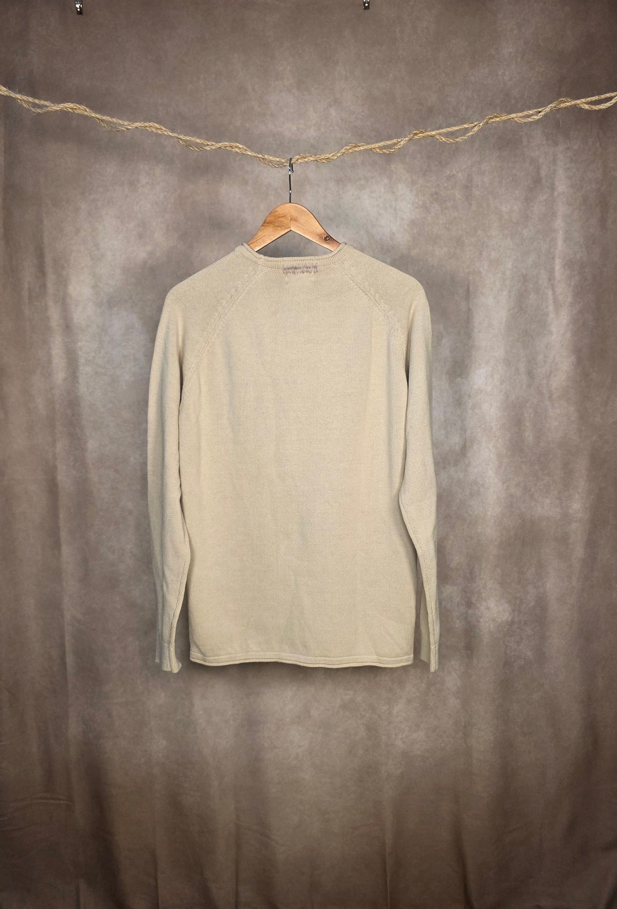Maglione girocollo in cotone color crema