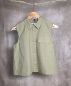 Camicia smanicata in popeline di cotone