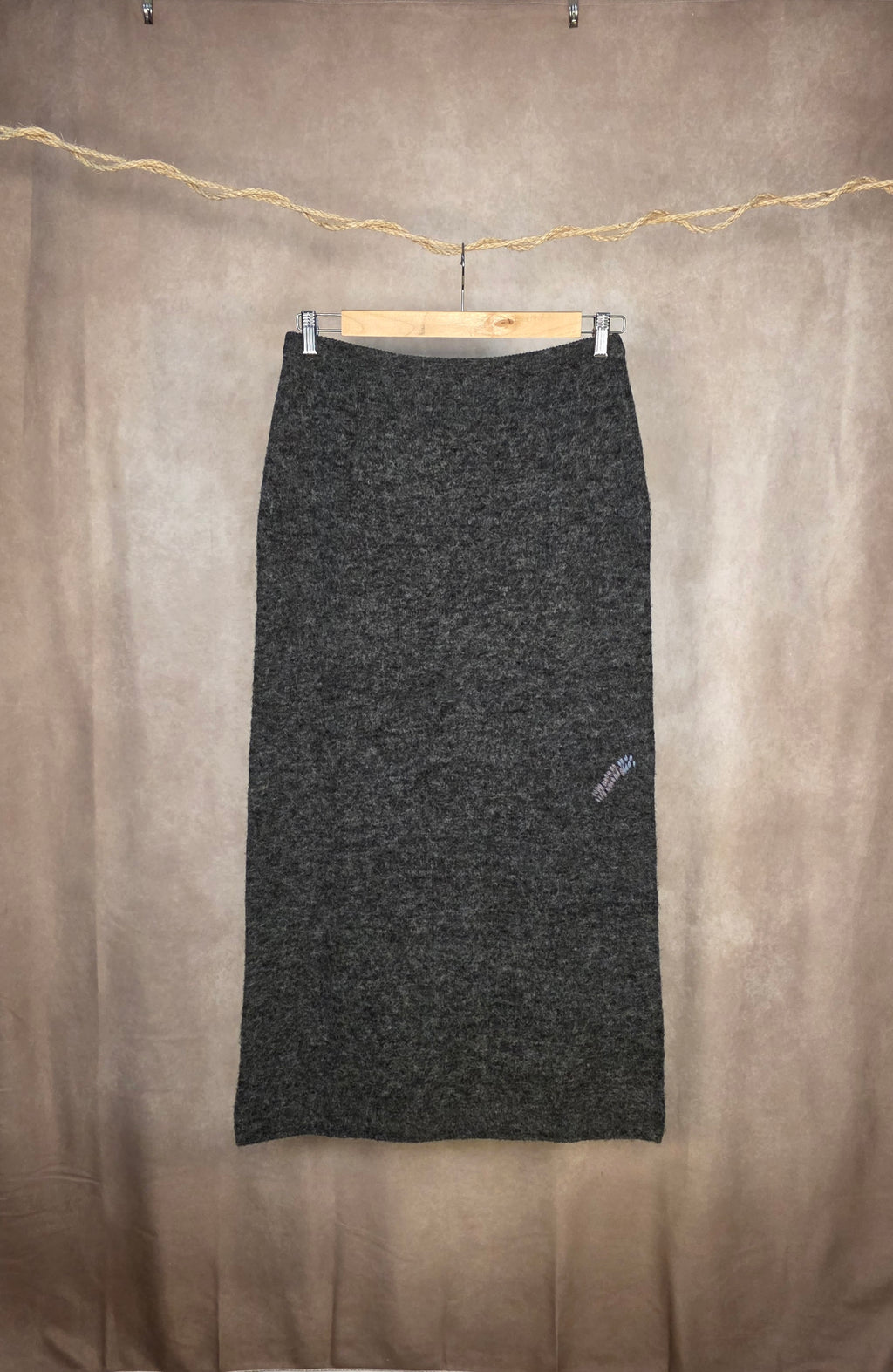 Gonna lunga in maglia dark grey melange
