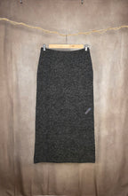 Gonna lunga in maglia dark grey melange