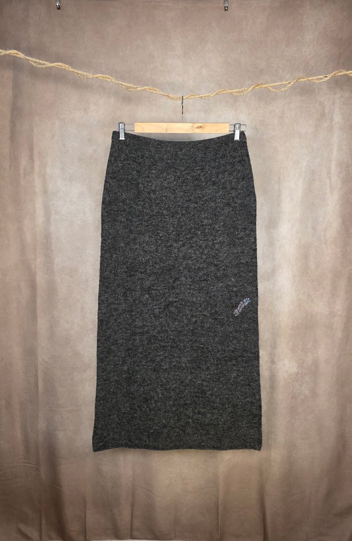 Gonna lunga in maglia dark grey melange