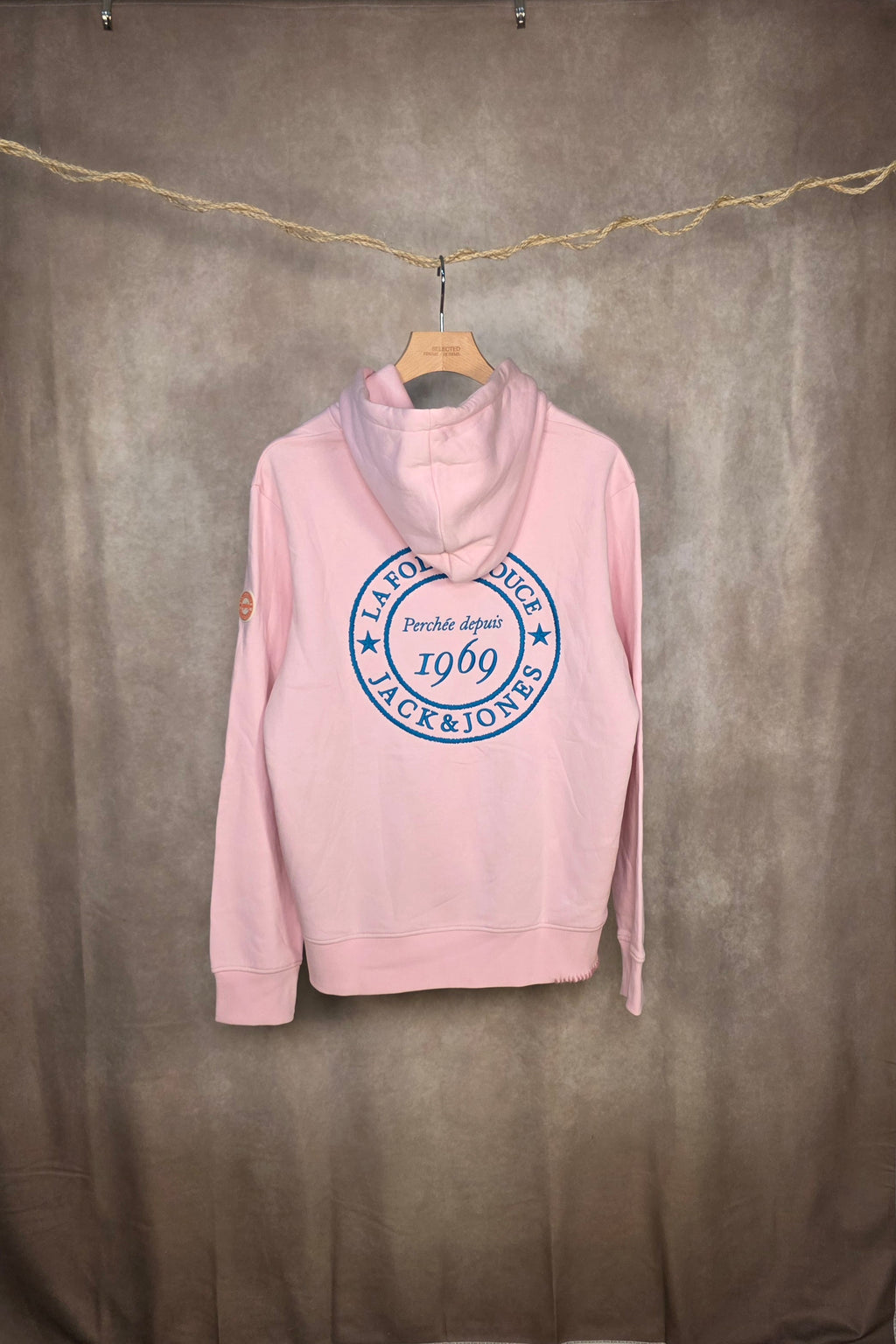 Felpa rosa con cappuccio in misto cotone