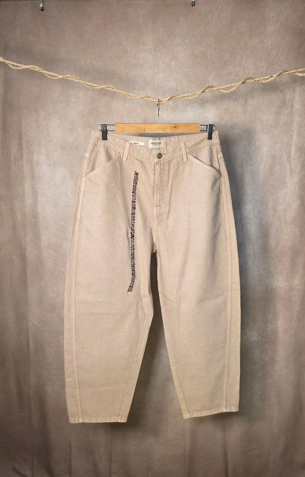 Jeans barrel fit beige