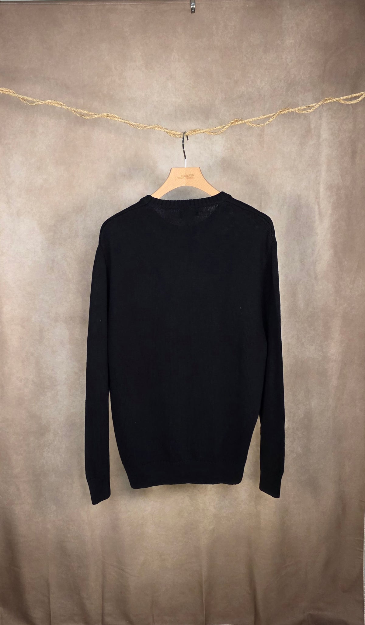 Maglione girocollo in cotone blu navy