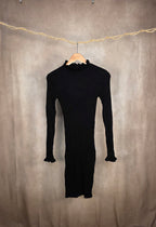 Abito mini nero in maglia
