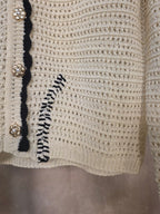Cardigan in maglia traforata con bottoni gold