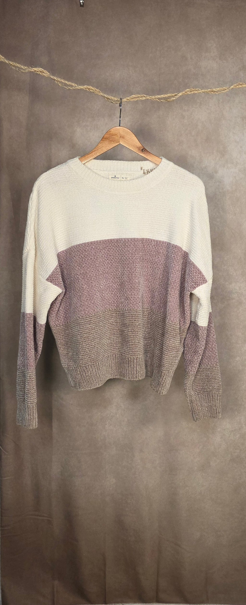 Maglione morbido a blocchi di colore in ciniglia