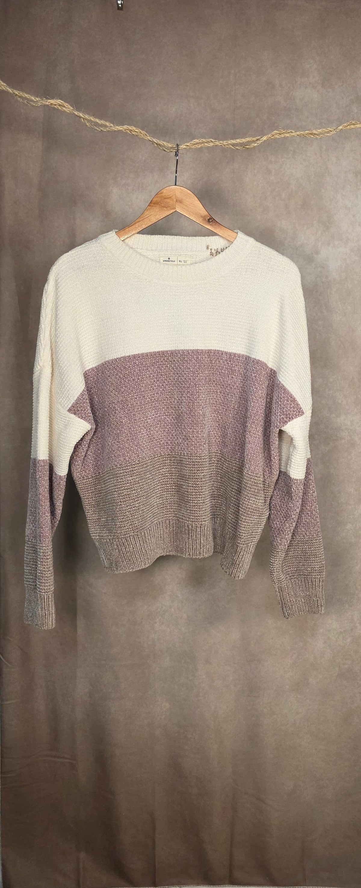 Maglione morbido a blocchi di colore in ciniglia