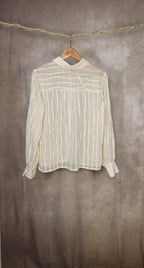 Camicia con trama a righe in pizzo
