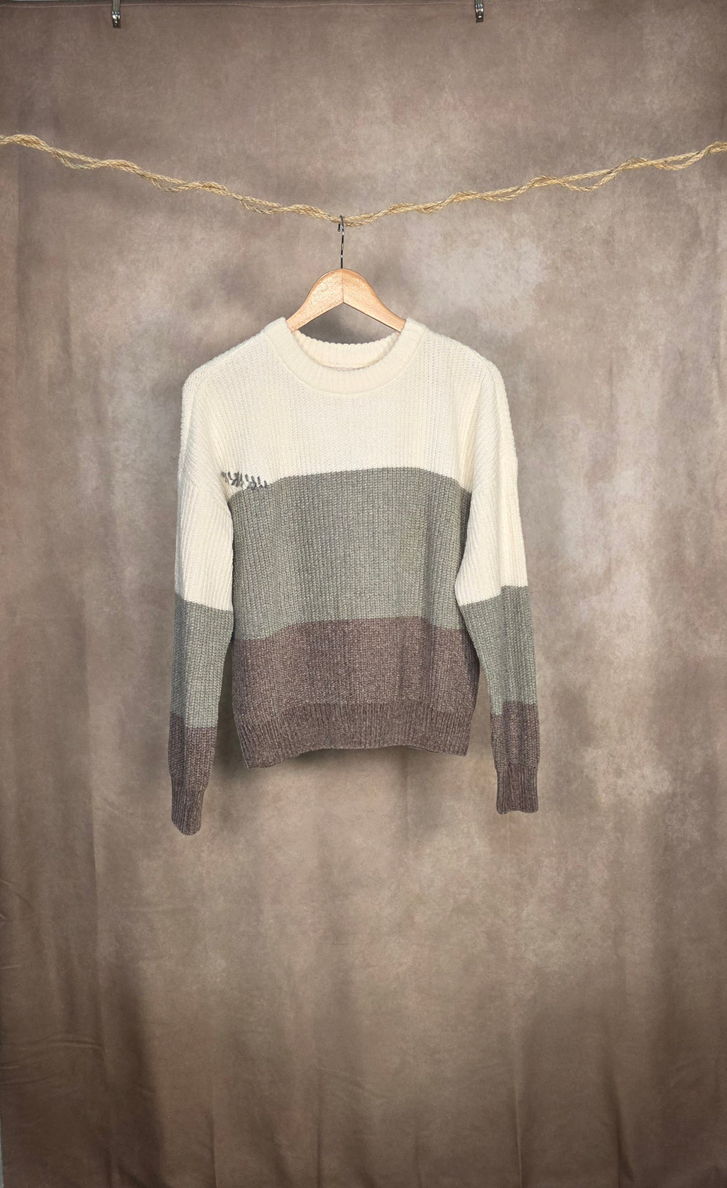 Maglione morbido a blocchi di colore in ciniglia