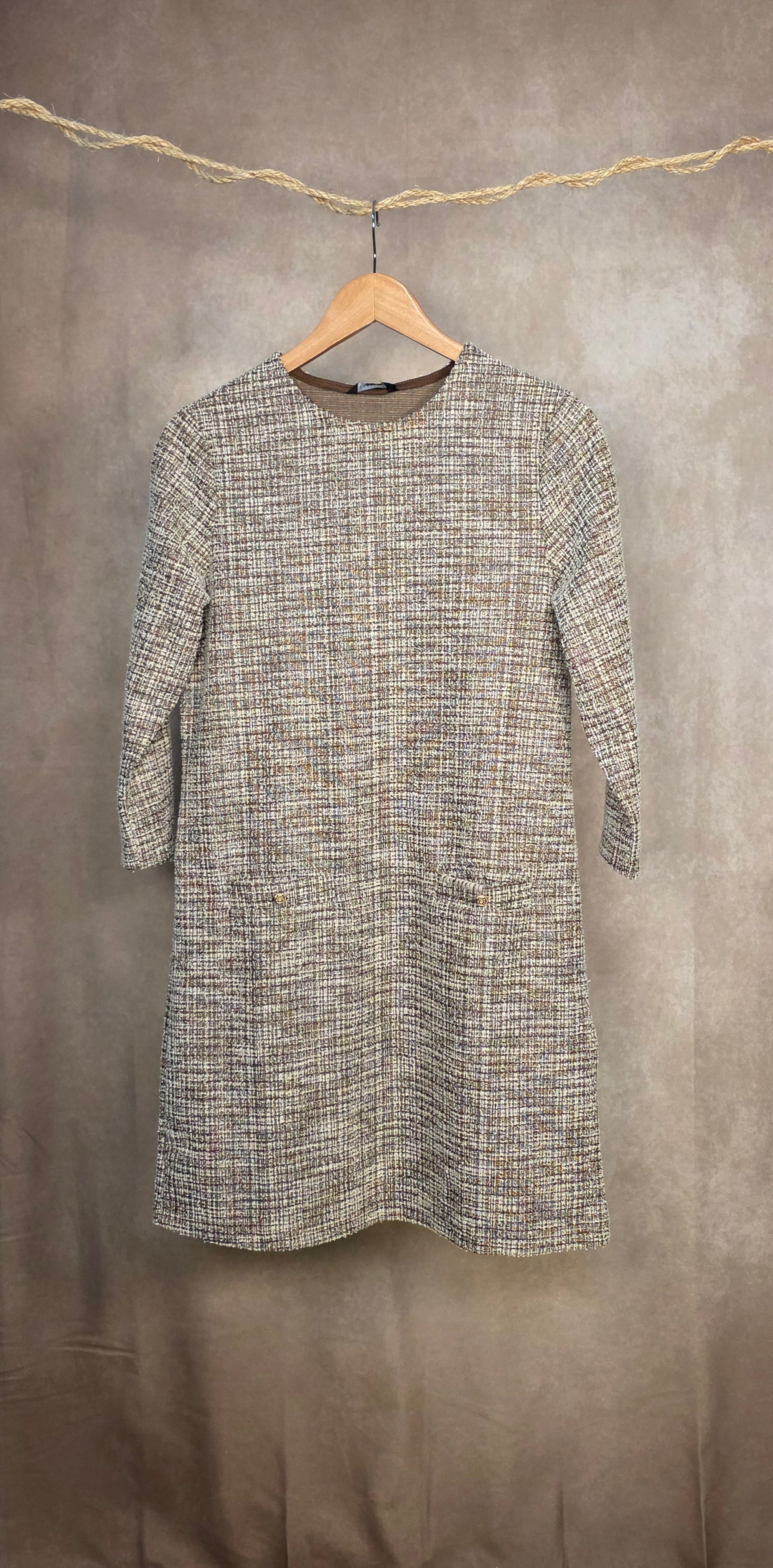 Abito corto effetto tweed