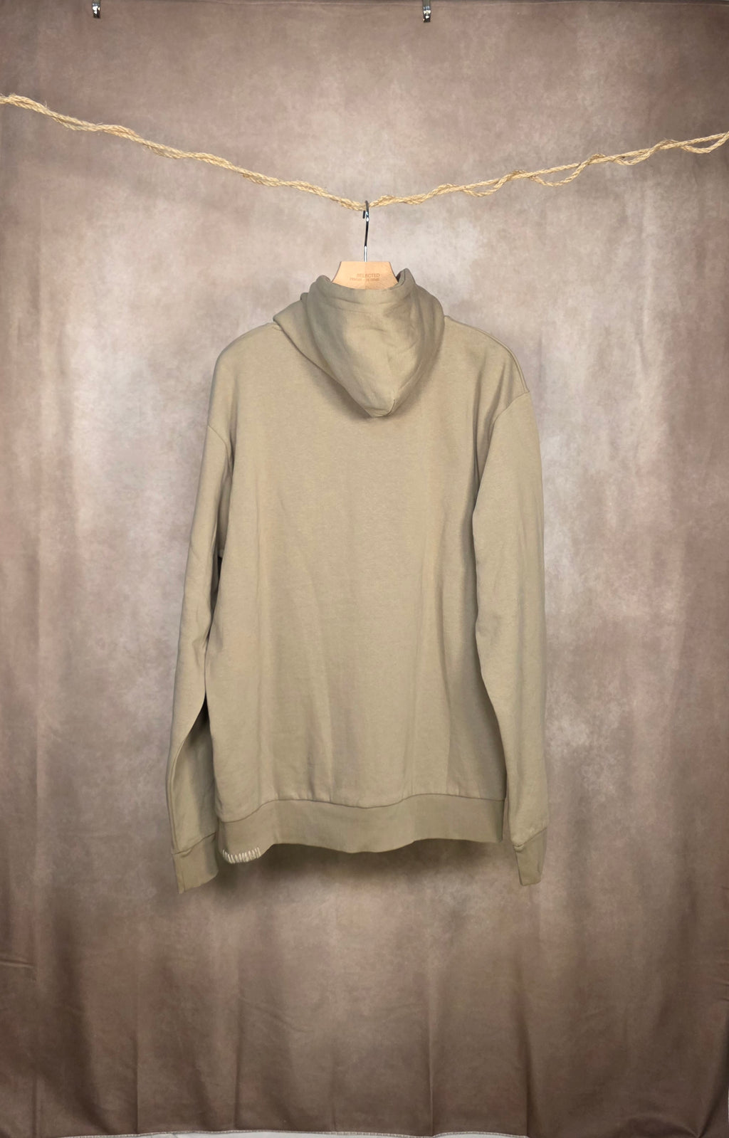 Felpa con cappuccio beige in misto cotone