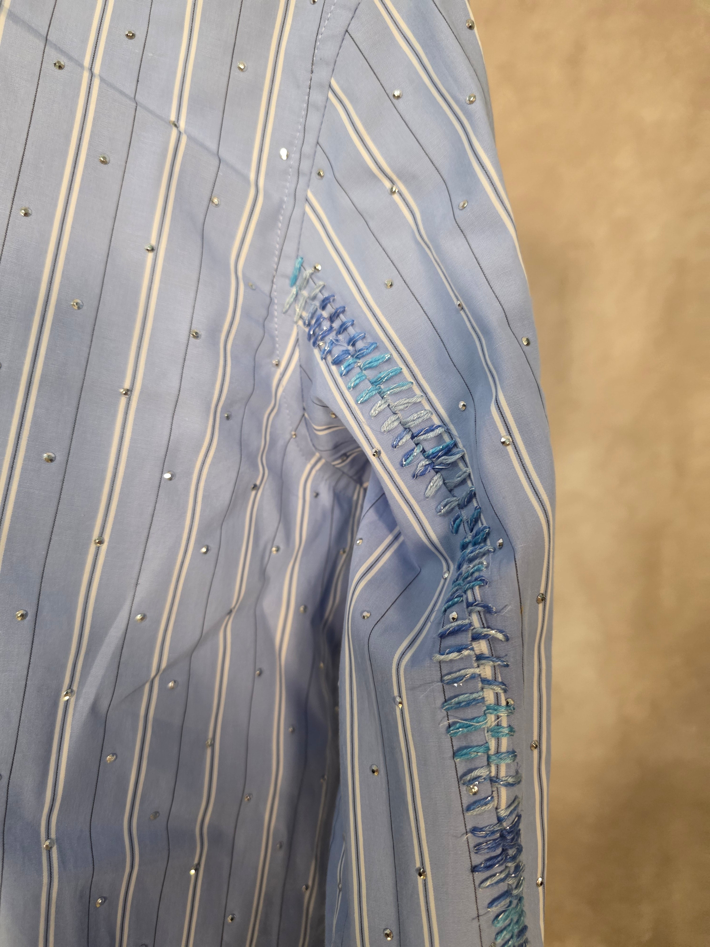 Camicia Gessata con Strass
