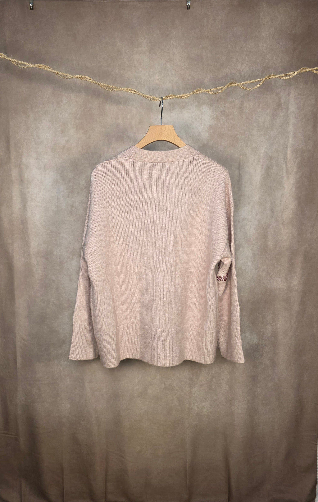 Cardigan in maglia con bottoni rosa cipria