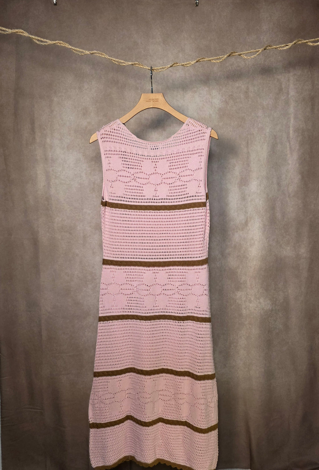 Abito in maglia traforata di cotone rosa