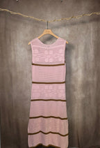 Abito in maglia traforata di cotone rosa