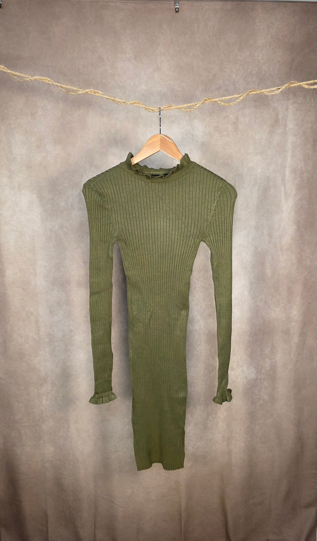 Abito mini verde in maglia